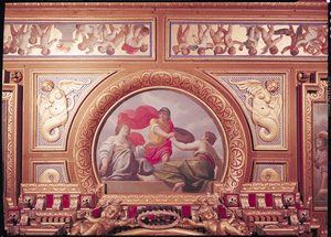 ペルセウスの物語の場面を描いた天井の詳細、キングスベッドルーム、1634年頃のフレスコ画 作： Jean Laurent Mosnier
